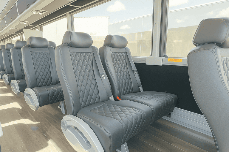 interior of Springfield Shuttle Bus Rentals charter bus